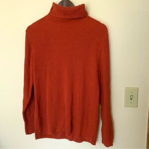 Croft & Barrow Orange Ribbed Turtleneck Sweater 100% Cotton Size L